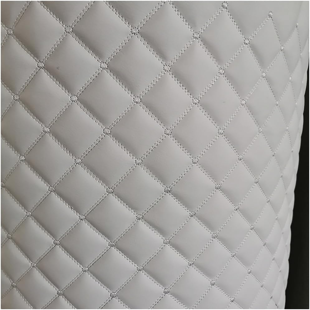 Faux Leather Quilted Diamond Stitch Padded Leathercloth Material Faux Leather Fabric Leatherette Material Upholstery, Car Lining(White,1.6x1m)