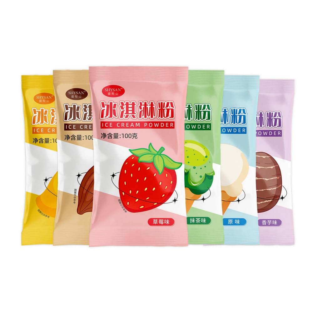 Ice Cream Mix， Kits for Home Ice Cream Makers, Ready in 30 Minutes. 100g Bags, 3.5 Ounces, Six Flavors (Pack of 6) Good Gifts for Christmas Halloween Birthday Party