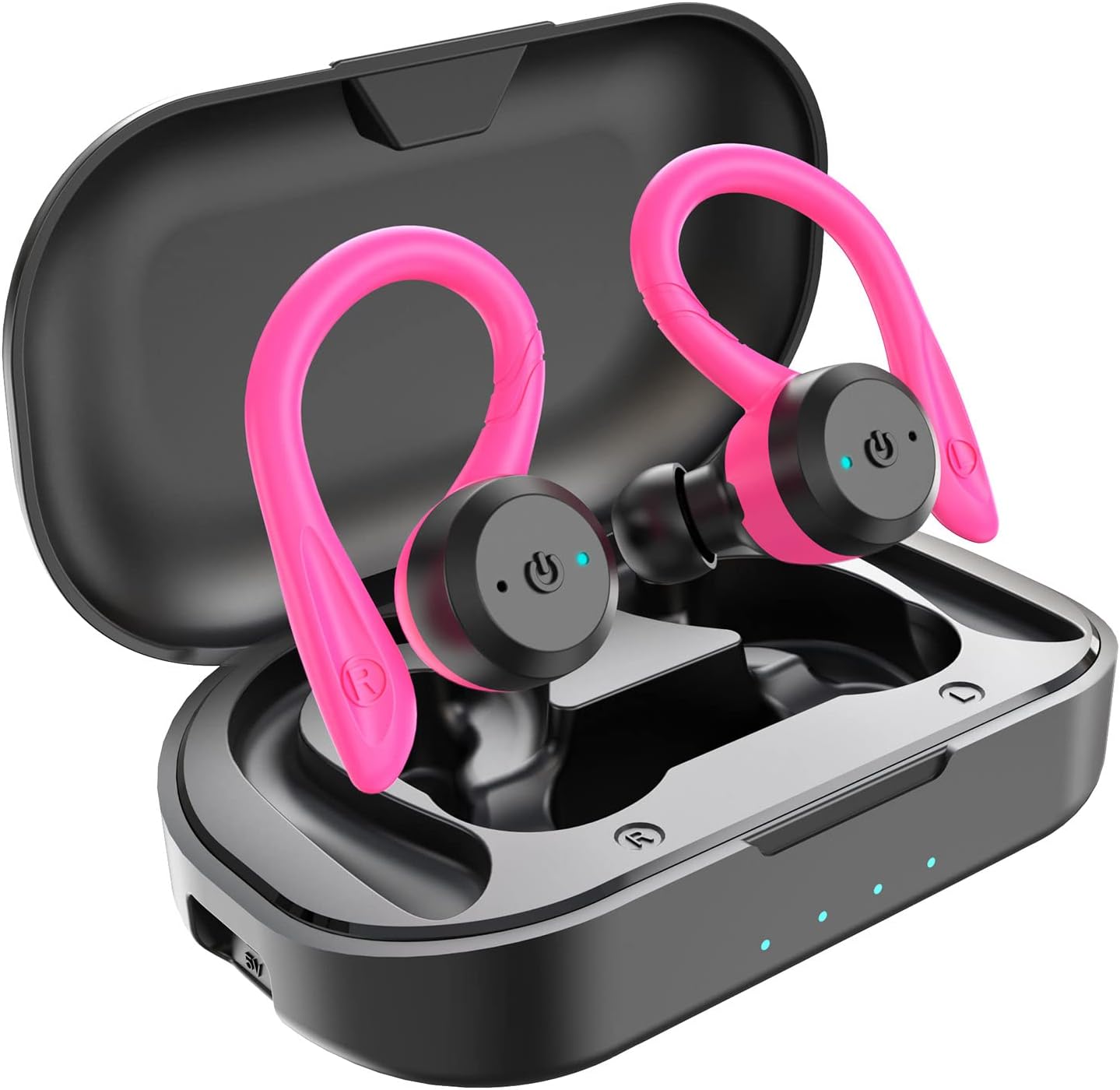 APEKX Bluetooth Headphones True Wireless Earbuds with Charging Case IPX7 Waterproof Premium HI-FI Stereo Sound Earphones Built-in Mic In-Ear Headsets Deep Bass for Sport Running Pink