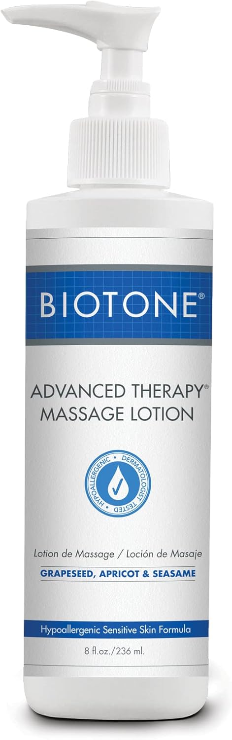 BIOTONE Advanced Therapy Massage Lotion, Hypoallergenic and Fragrance-Free, More Glide and Workability, Absorbs for a Non-Greasy Finish