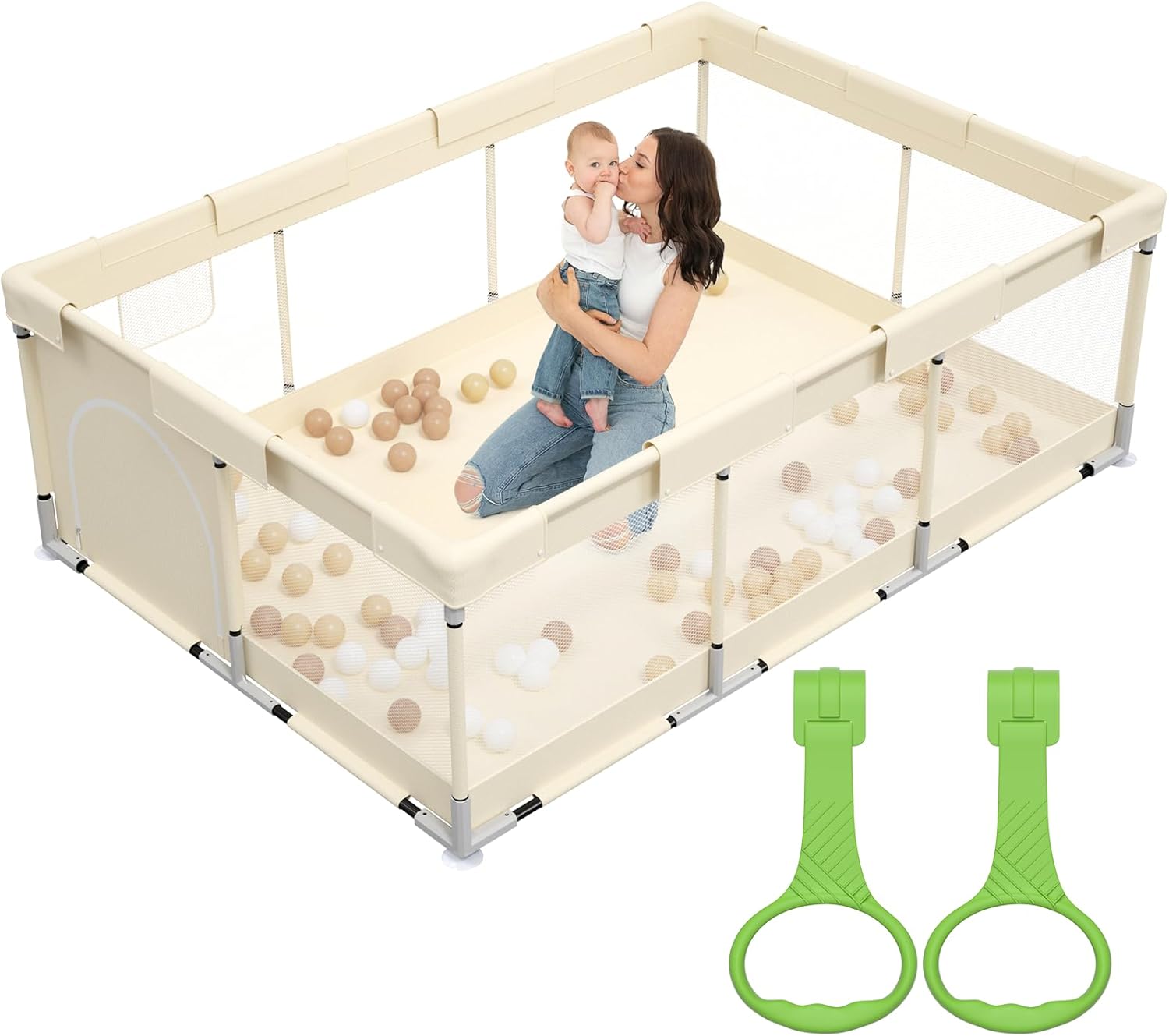 Fodoss Baby Playpen, Play Pen Babies and Toddlers, 71x47 inch Small Pen, Toddler Playpen for Apartment, Activity Fence, 71x47 inch Twins Playard
