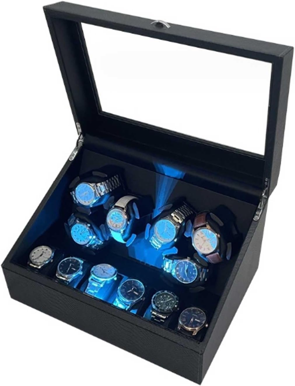 Automatic Watch Winder with 6 Watch Rotator and 6 Extra Storage Space, 4 Modes Watch Winder Box with LED Light and Quiet Motor