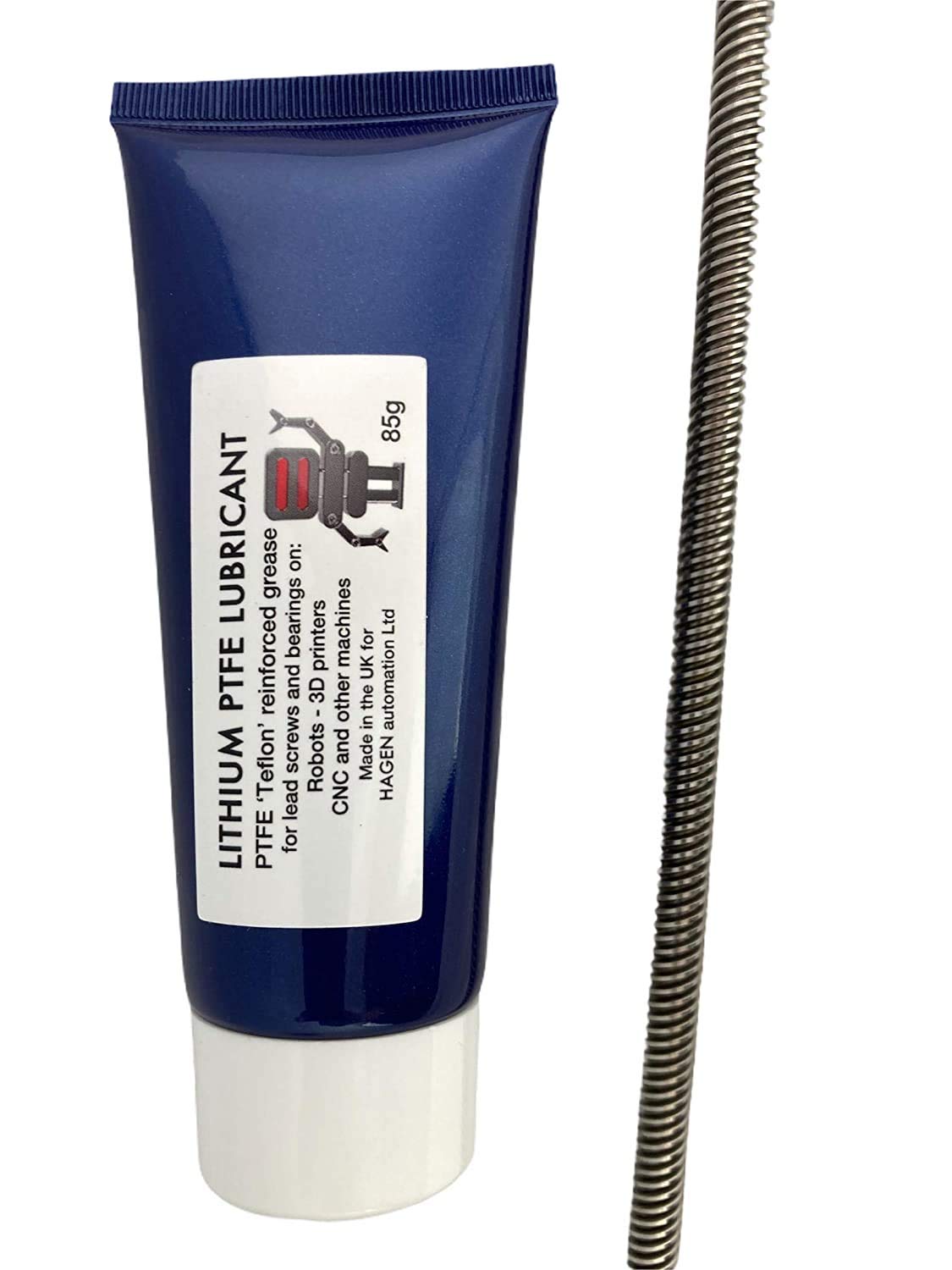Fully Synthetic, High Performance, Lithium Grease with PTFE- NLGI2 Lubricant for 3D printers and industrial robots 85g. For Z axis lead screws