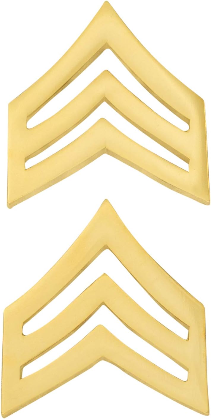 Smith & Warren 1"H Sergeant Chevrons Collar Brass Rank Insignia Gold Finish Police Military Uniform pin