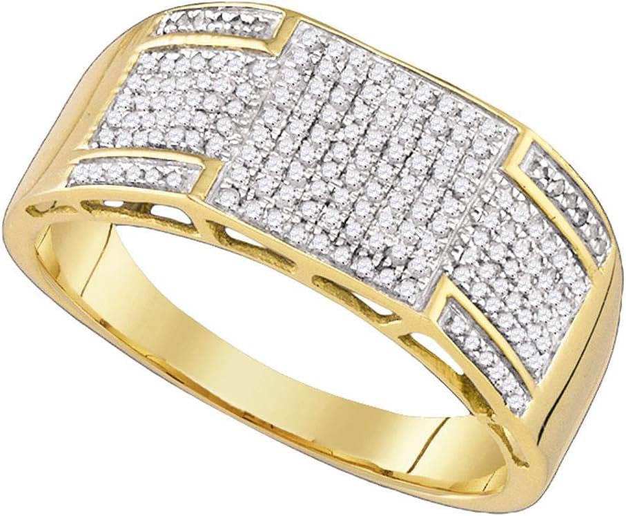 10K Yellow Gold Mens Round Diamond Wedding Band Ring 3/8 Cttw Size 10