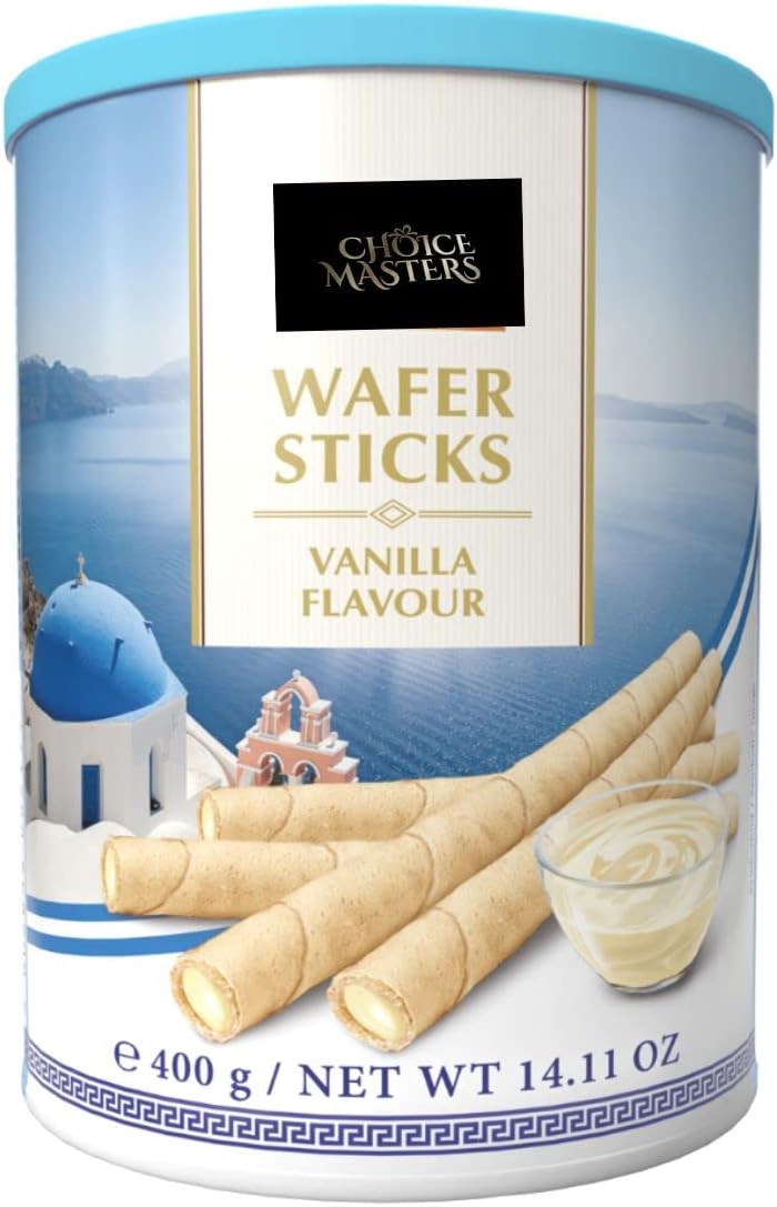 Wafer Rolls | Vanilla Wafer Rolls Gift Tin | Deliciously Crispy Treats Wafer Rolls With Fine Vanilla Flavoured Cream Fillin (50%)| Great With Tea Coffee Hot Chocolate - 400 g