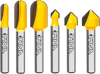 MNA 90 Degree V Groove and Round Nose Router Bit Set, 1/4 Inch Shank Signmaking Router Bits, 3D CNC Lettering & Engraving Router Bit Kit