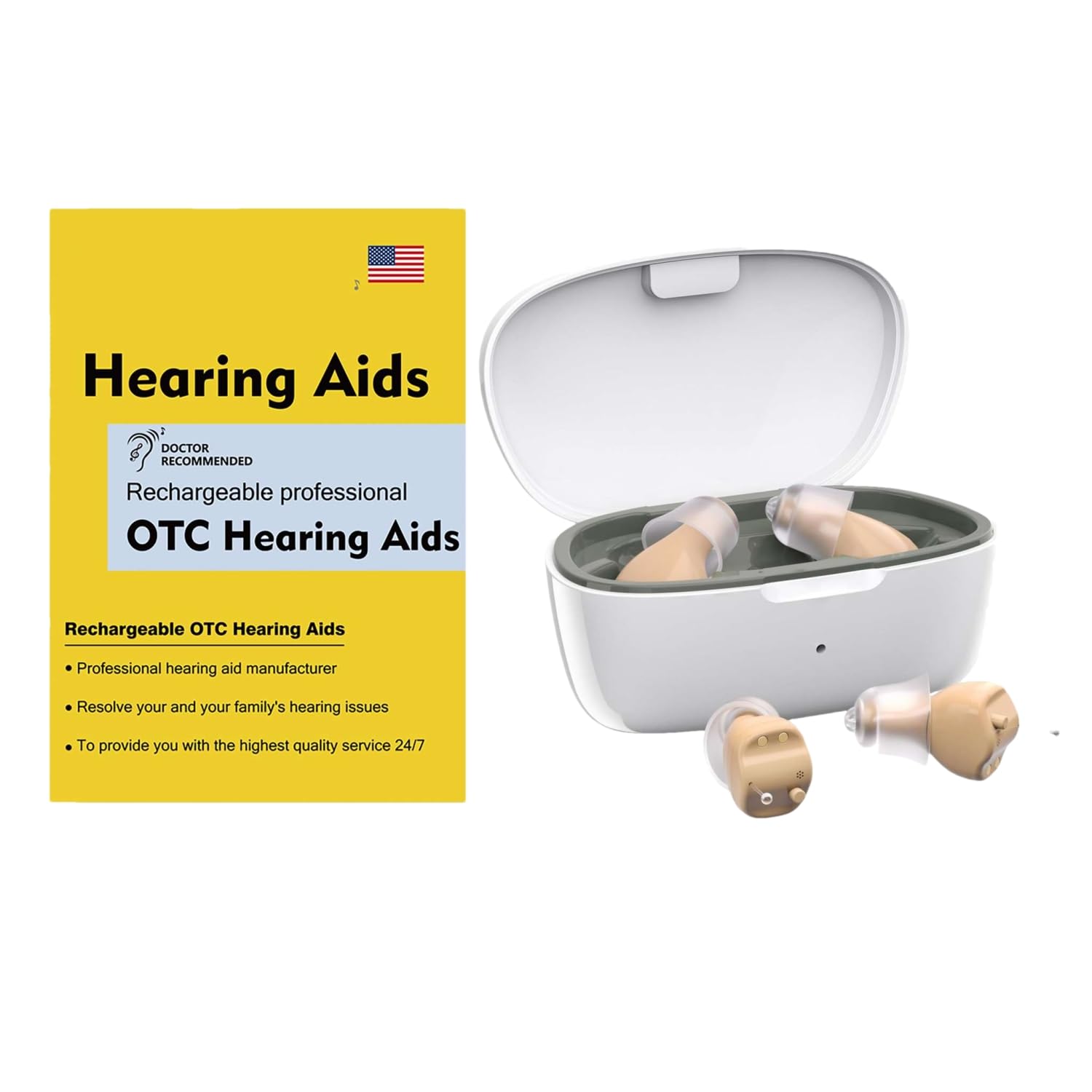 Hearing Aids for Seniors, Hearing Aid Rechargeable for Hearing Loss, Personal Hearing Amplifier with Volume Control and Portable Magnetic Charging Case, Noise Canceling Hearing Aids