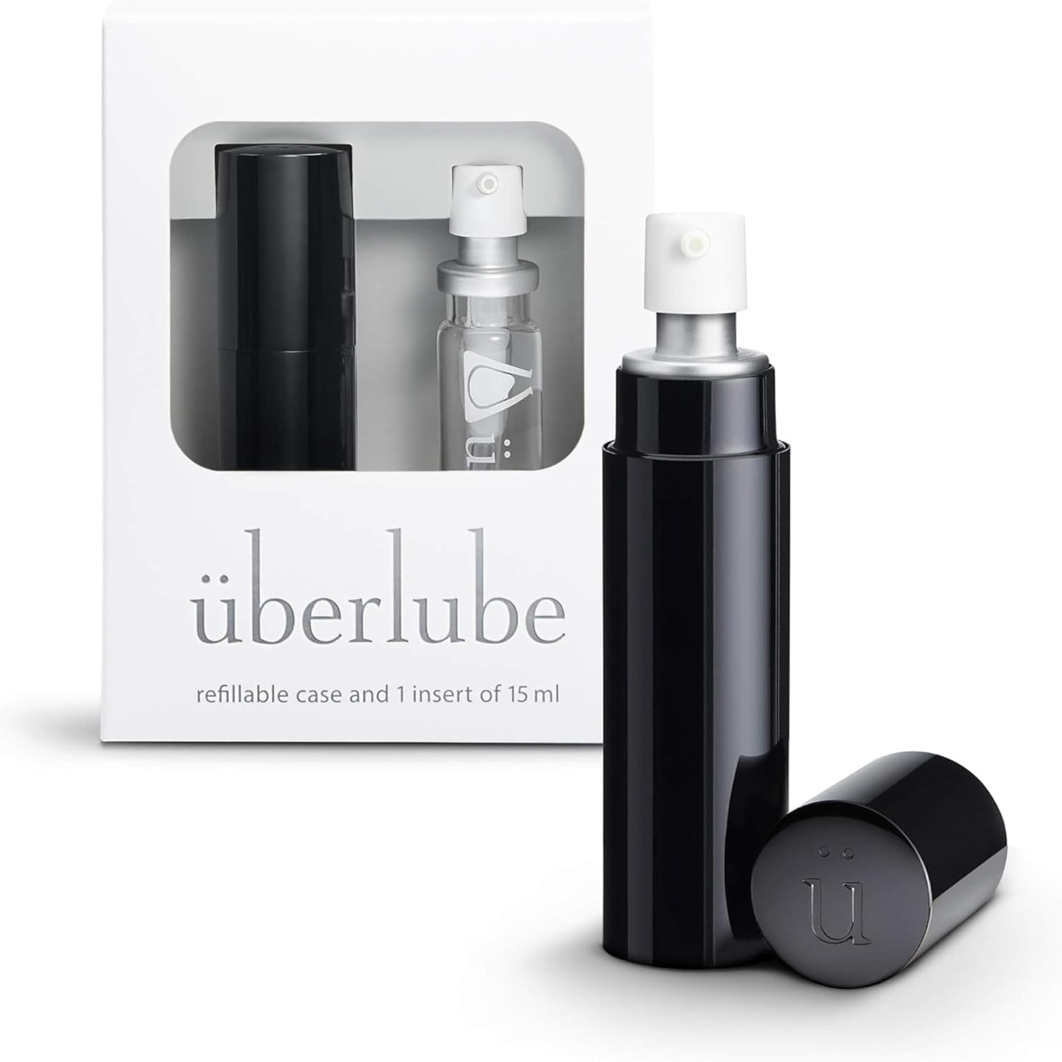 Uberlube Silicone Lube - Black for Travel Unscented Silicone Lubricant Personal Lubrication : Latex-Safe Sex Lube Liquid for Couples, Flavorless, Vaginal & Anal Lube - 15ml