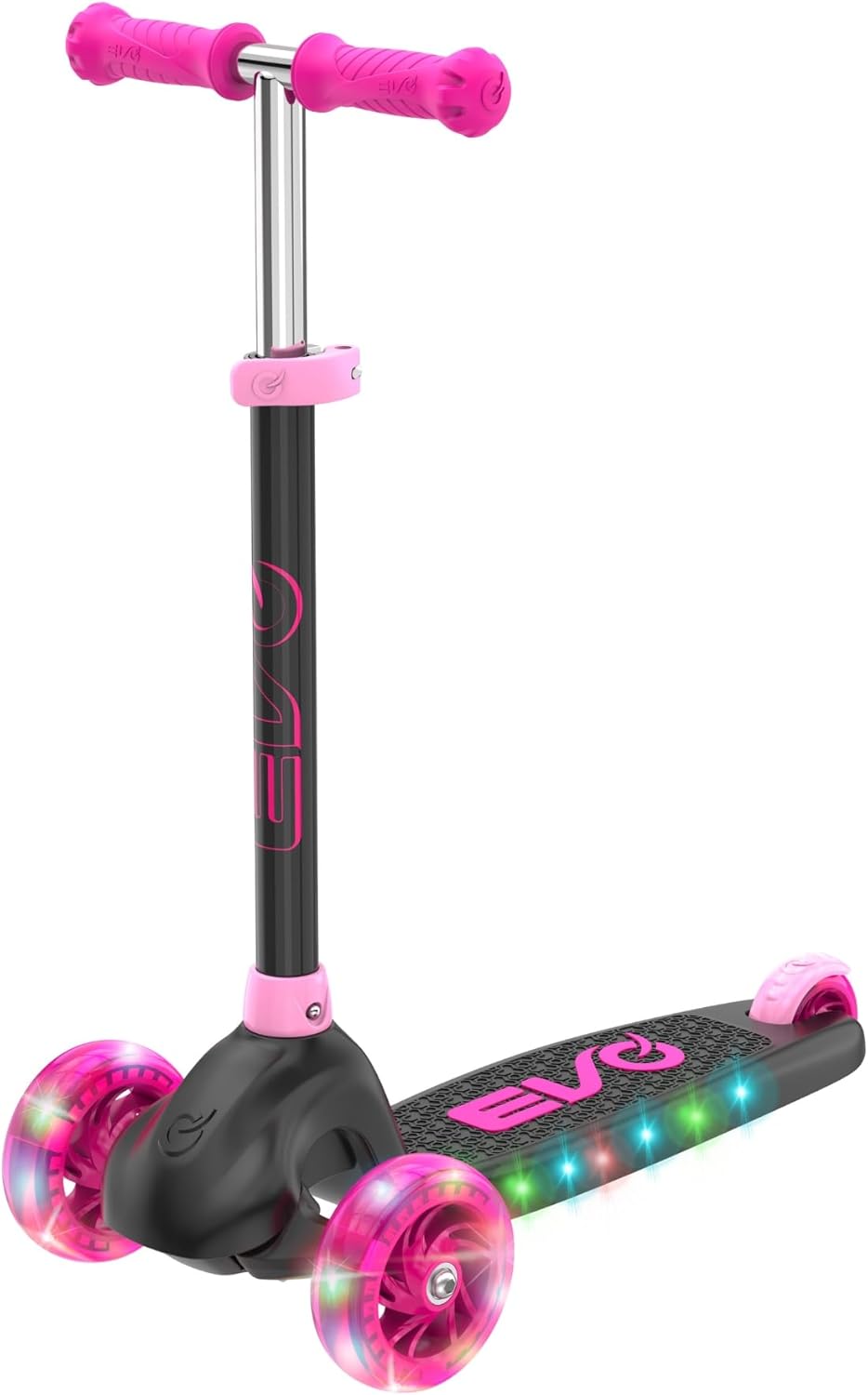 EVO Eclipse Light-Up 3-Wheeled Kids Push Scooter | Adjustable Handle Height For Boys & Girls Aged 3-12