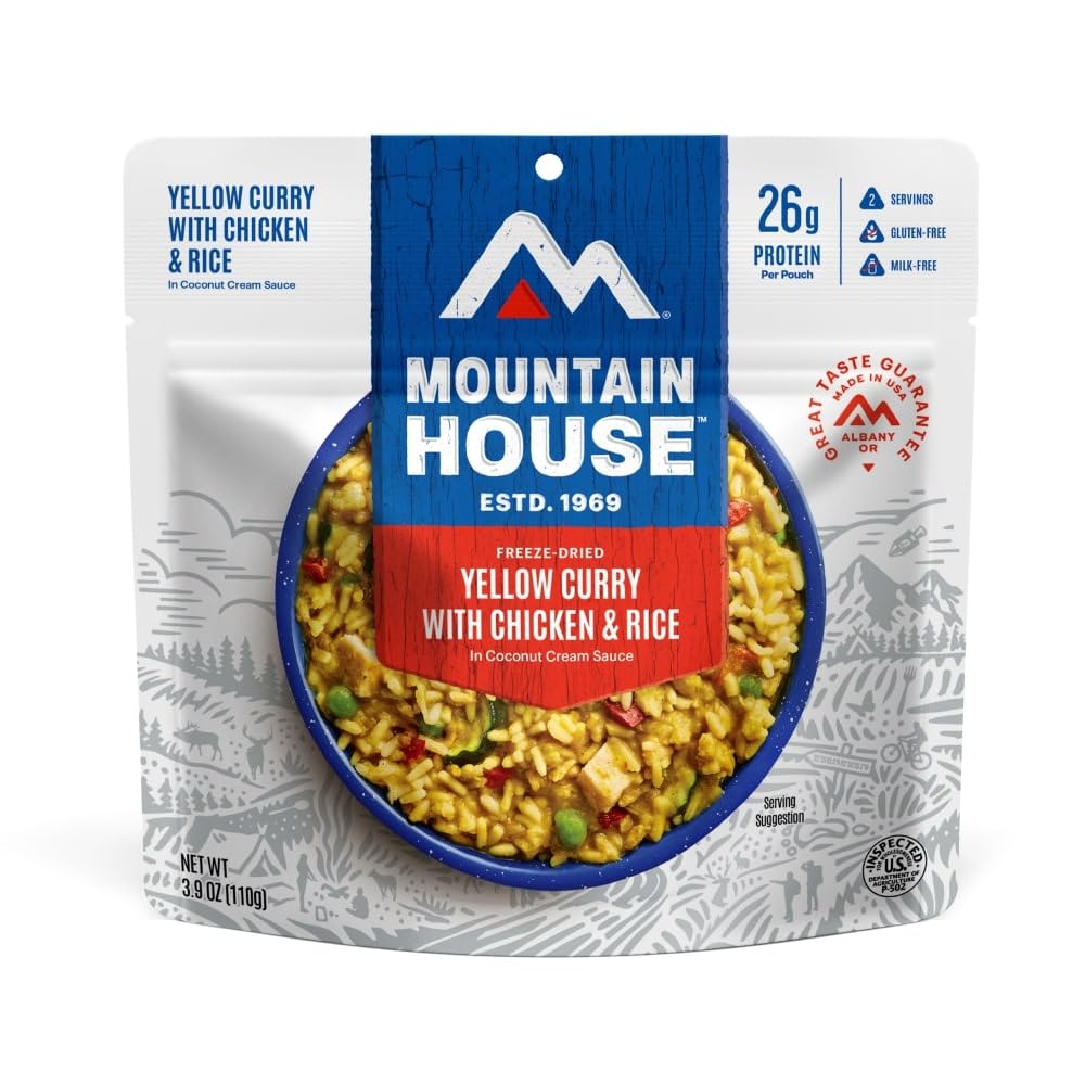 Mountain House Yellow Curry with Chicken & Rice | Freeze-Dried Backpacking & Camping Food | 2 Servings |Gluten-Free