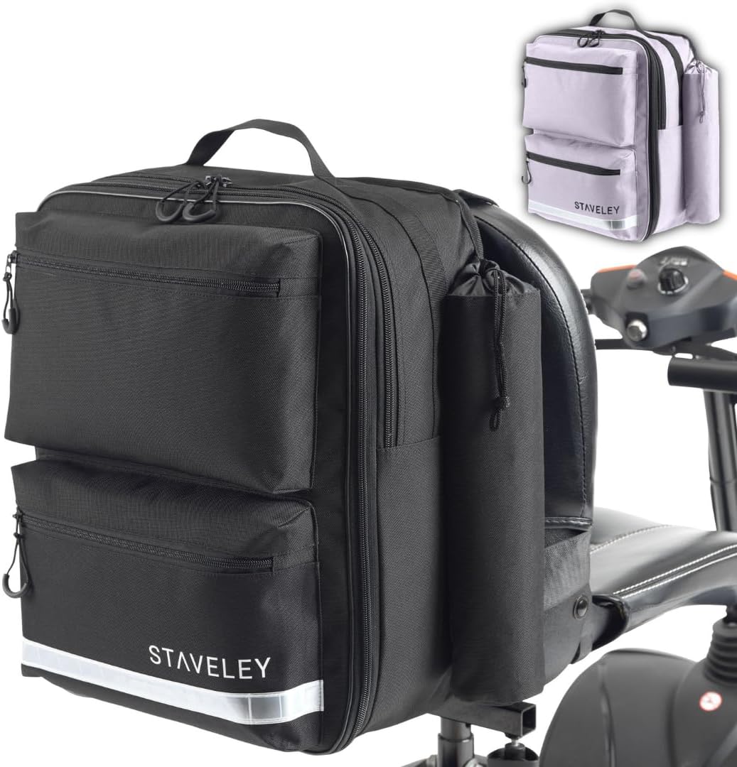 Staveley XL Bag for Mobility Scooter | Mobility Scooter Bag | Expandable Shopping Bag for Electric Mobility Scooters & Boot Scooters | Back of Seat Bag for Mobility Scooters (Black)
