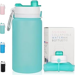 PLTCAT Collapsible Water Bottle, Foldable Water Bottle BPA Free Reusable Lightweight Leak-Proof Travel Silicone Water Bottle for Travel, Gym, Hiking, Office, Camping