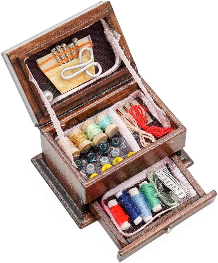 Odoria 1/12 Scale Dolls House Miniature Sewing Box Dollhouse Accessories