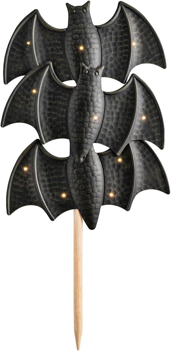 Mud Pie Halloween Tin Bats Light Up Yard Stake