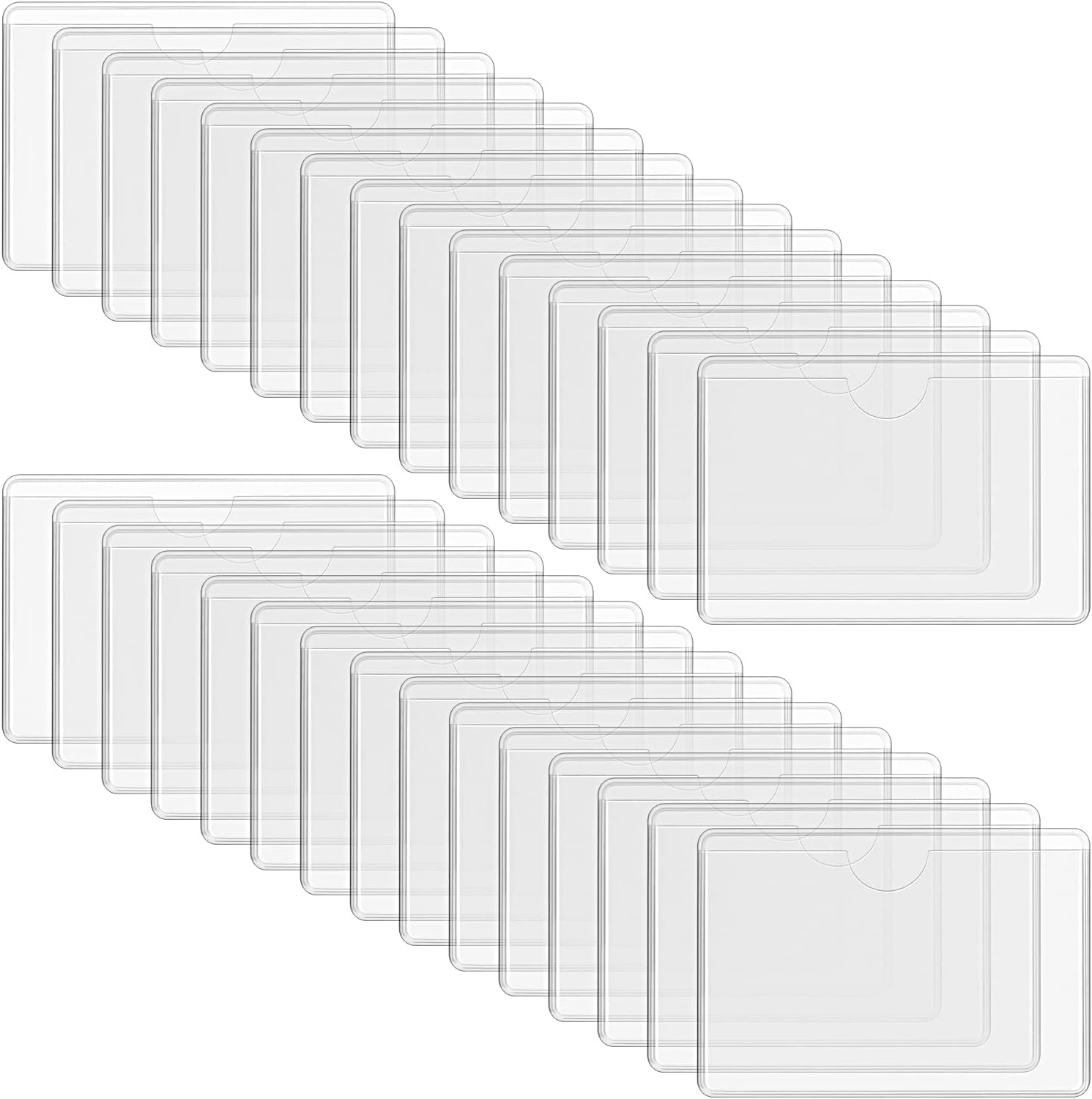 Crystal Clear Self-Adhesive Business Card Pockets and Top Open Library Card Pockets - Ideal for Organizing and Protecting Cards, Photos, and Labels. Includes 100 Pieces