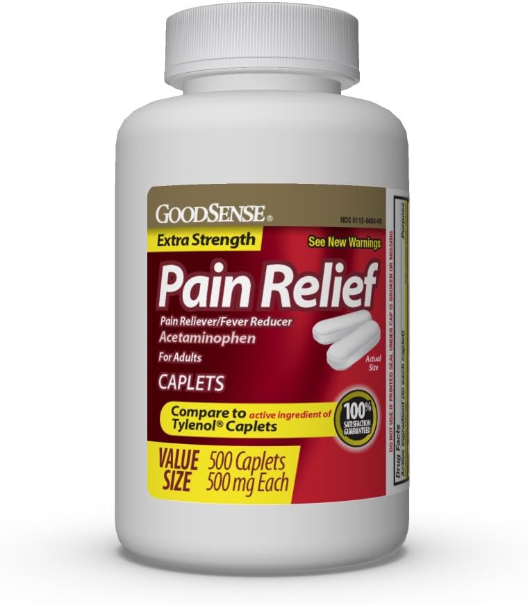 GoodSense Extra Strength Pain Relief, Acetaminophen Caplets, 500 mg, 500 Count