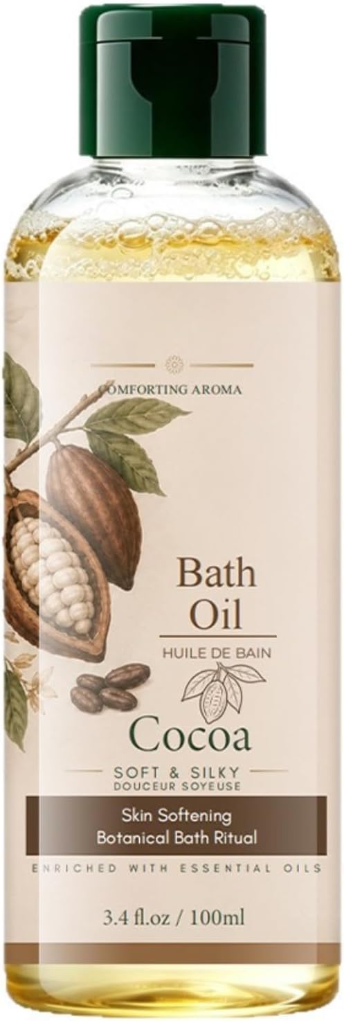 Cocoa Bath Oil 100ml, Skin Softening Moisturising Bath Oil
