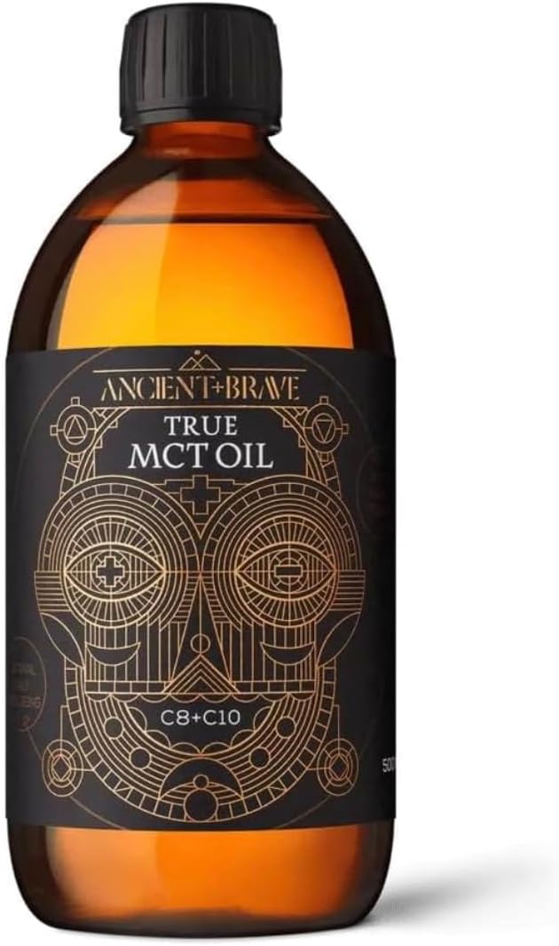 Ancient + Brave True MCT Oil 500ml - High C8 & C10 Blend, 100% Pure Coconut Oil, Sustainably Sourced - Perfect for Keto, Fasting & Cognitive Support - Vegan - Add to Coffee, Smoothies - Mental Clarity