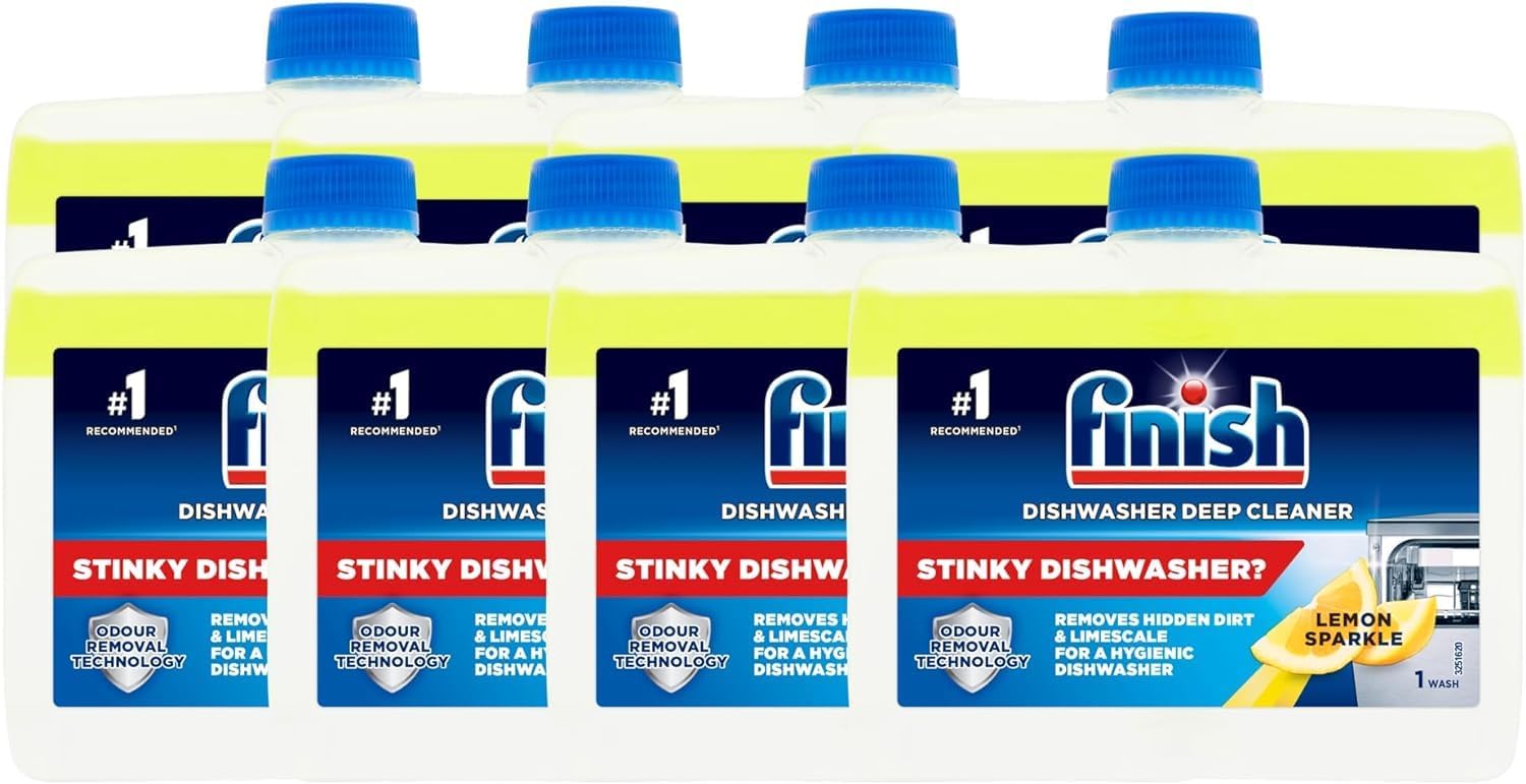 Finish Dual Action Dishwasher Cleaner Lemon Sparkle 250 ml (Pack of 8)