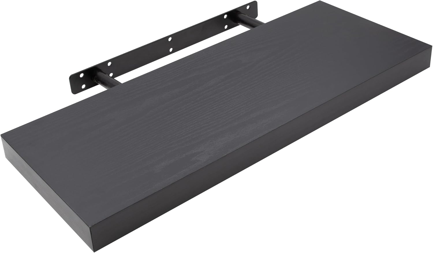 Anika Floating Shelf/Includes Fixtures / 3.8cm Thick Hollowboard and PVC Wood Effect Finish/Bedroom/Kitchen/Living Room/Office (Black, 60cm)