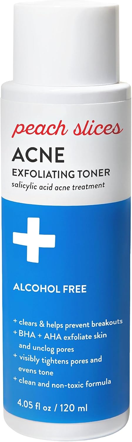 Peach Slices | Acne Exfoliating Toner | 2% Salicylic Acid | AHA+BHA Exfoliation | Facial Cleanser | Calms & Soothes | Prevents Breakouts | Alcohol & Sulfate Free | Skin Care for Women & Men | 4 Oz