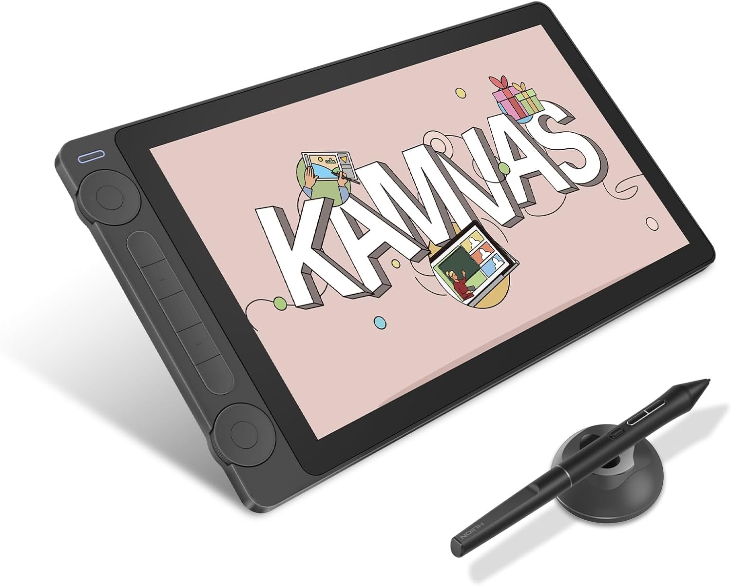 HUION Kamvas 13 (Gen 3) Drawing Tablet with Screen, 13.3 Inch Canvas Glass Graphic Drawing Monitor, 99% sRGB Coverage, New PenTech 4.0, 16384 Pen Pressure, Dual Dials and 5 Express Keys, Black