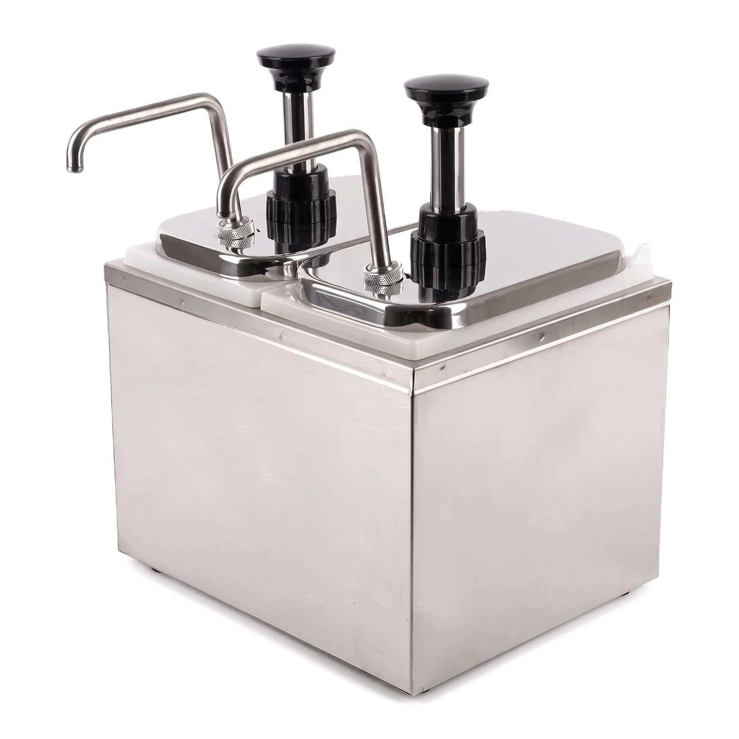 Double Cheese Dispenser with Pump Hot Fudge Warmer Manual Sauce Warmer for Nacho Cheese and Chocolate 2x2l Capacity (Double Cheese Pump)