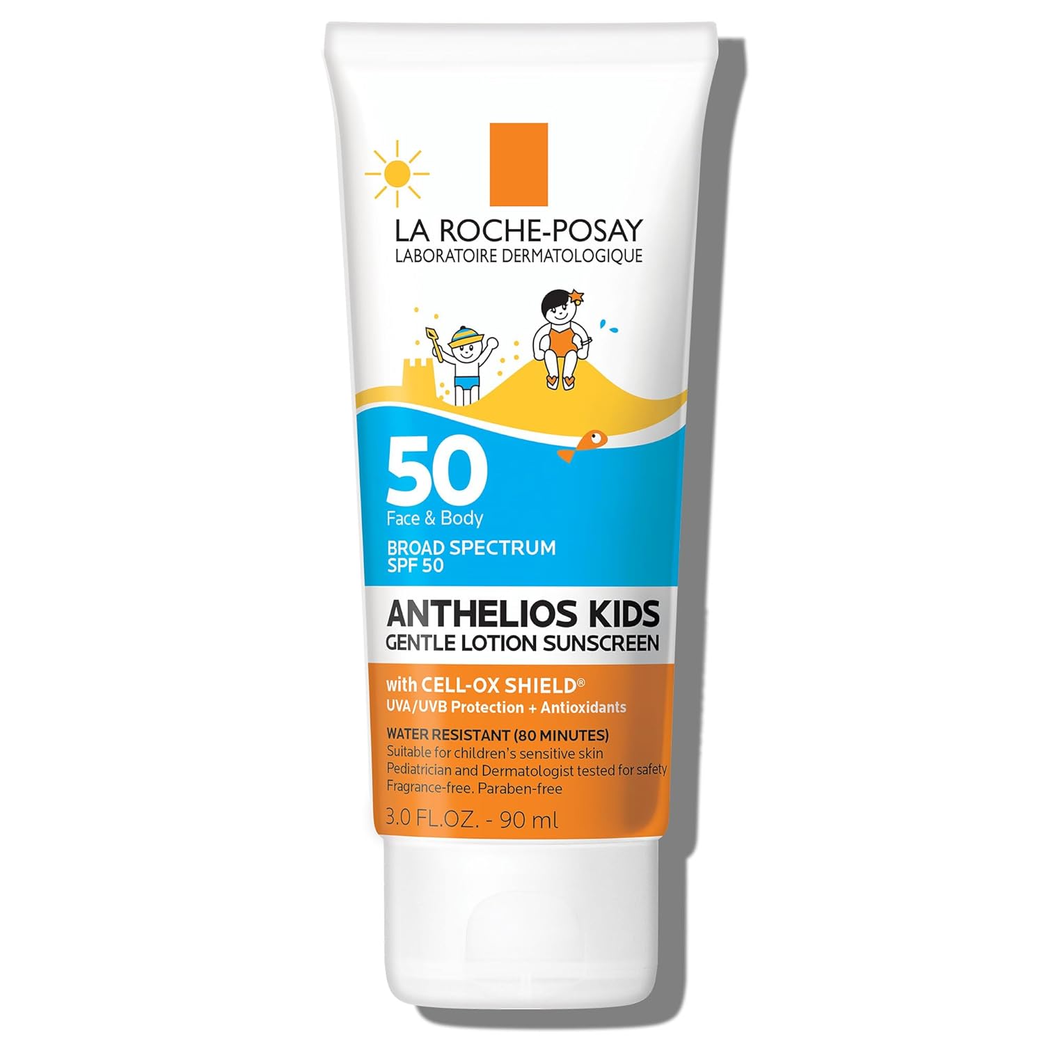La Roche-Posay Anthelios Kids Gentle Lotion Sunscreen SPF 50, Broad Spectrum SPF + Antioxidants, Sunscreen For Kids, Octinoxate & Oxybenzone-Free, Pediatrician Tested, Non Comedogenic, Oil Free
