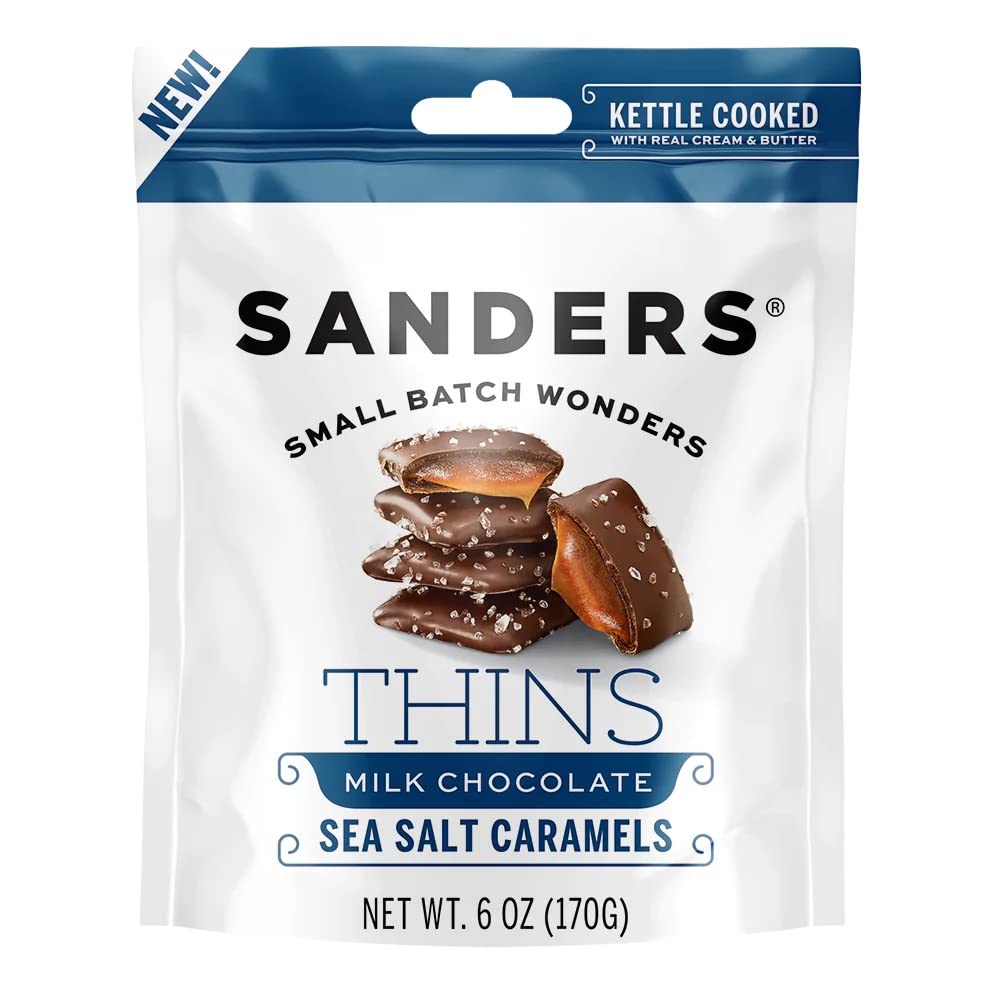 Sanders Milk Chocolate Sea Salt Caramel THINS - 6 ounce bag