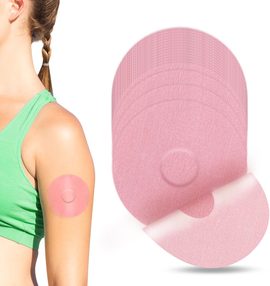 YOUSHARES Freestyle Libre 3 Sensor Stickers - 20 Packs Freestyle Libre 3 Sensor Covers Waterproof Adhesive Patches, CGM Patches Without Glue (Pink)