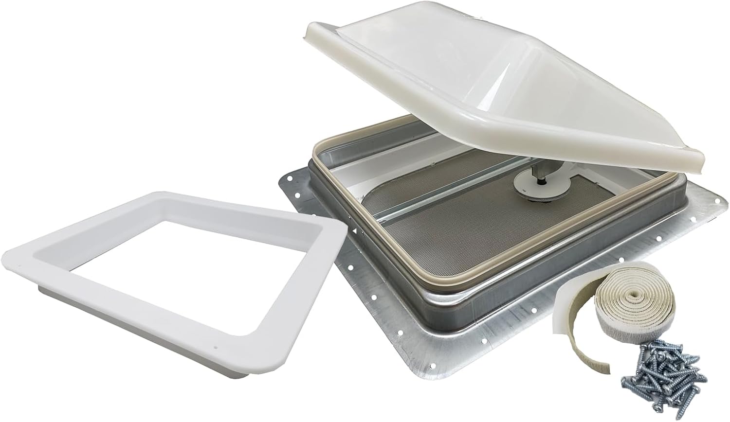 classAcustoms Ventline Non Powered RV Roof Vent | White Lid | w Garnish RV Roof Vent Hatch Skylight (Putty & Screws Included)