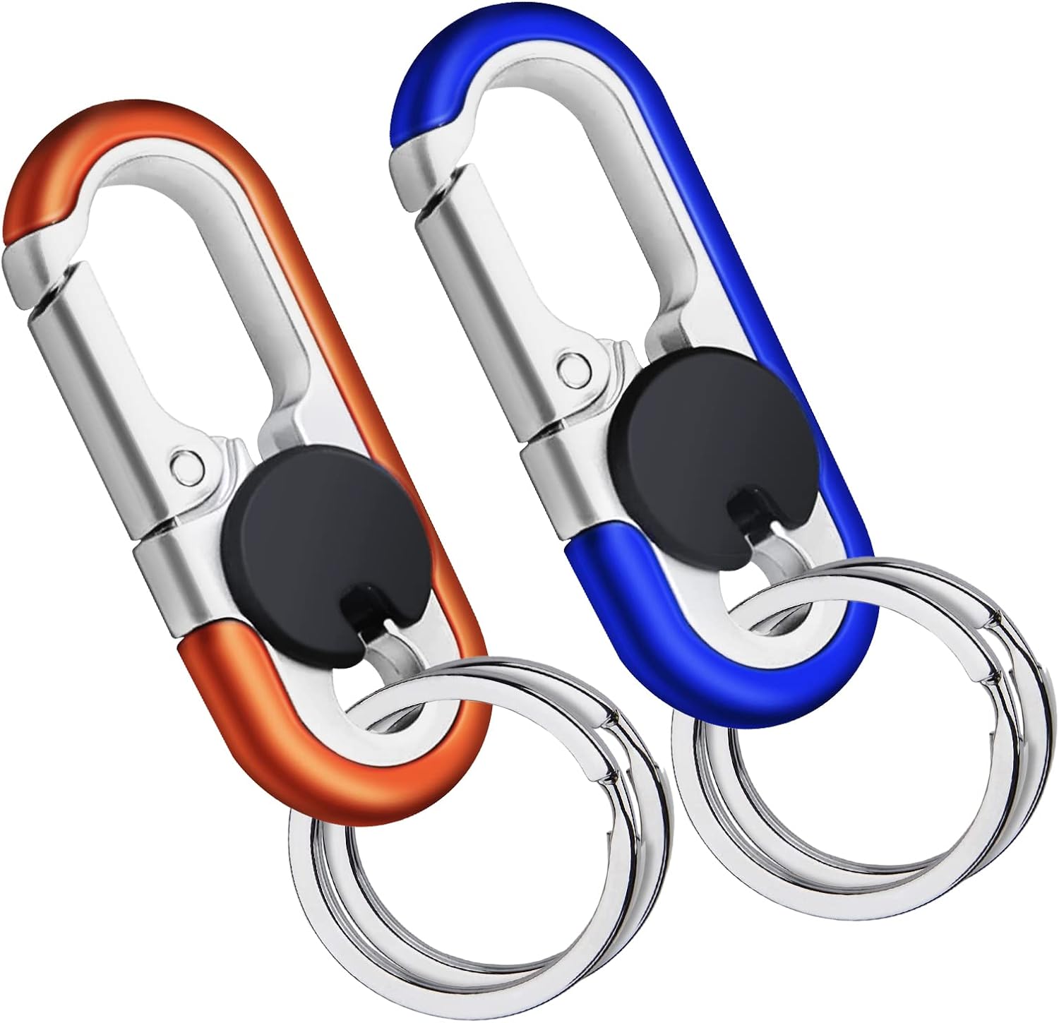 2 PCS Men’s Car Keychains, Personalized Car Keychain for Men Women, Heavy Duty Metal Anti-Loss Key Chain Clips and Rings，Llaveros de Hombre.