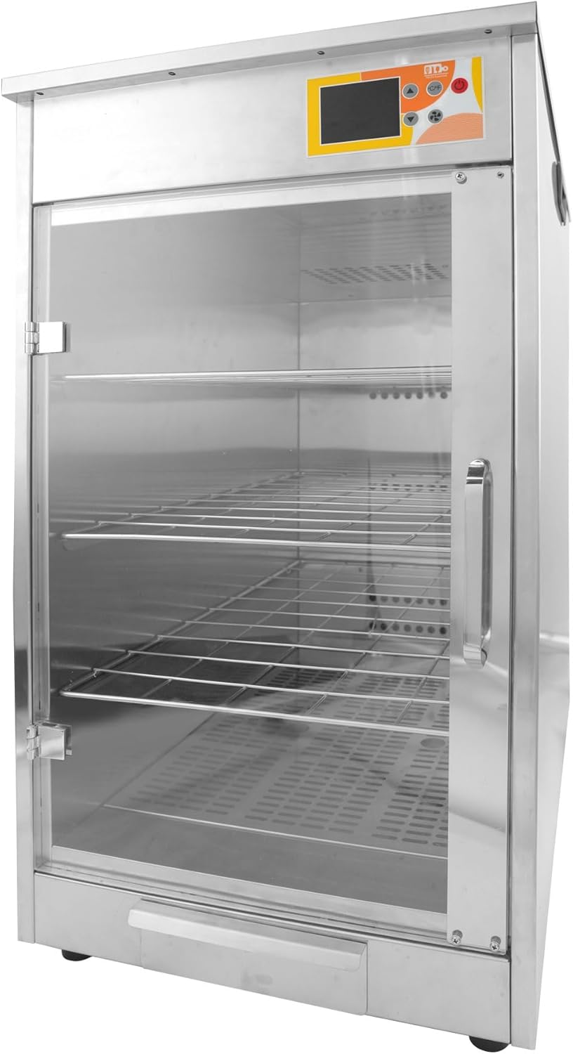 4-Shelf Electric Fan Circulated Hot Box Food Warmer Accommodating 4"D Full-size Steam Table Pans, Countertop Heated Holding Cabinet for Pizza Pretzel, Catering Warming Machine for Home Commercial Use