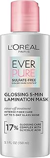 L'Oreal Paris Glossing Lamination Hair Mask with Glycolic Acid, Hair Treatment for Lasting Shine and Smoothness for Dull, Dry Hair, EverPure, 5.1 Fl Oz