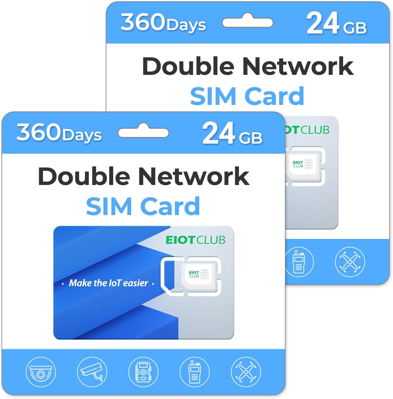 (2 Pack) EIOTCLUB Data Only SIM Card-24GB 360Day-Support USA 5G/4G/LTE Coverage Network for Cellular Security Camera Hunting Camera & Router (No Phone Number, Data Only)