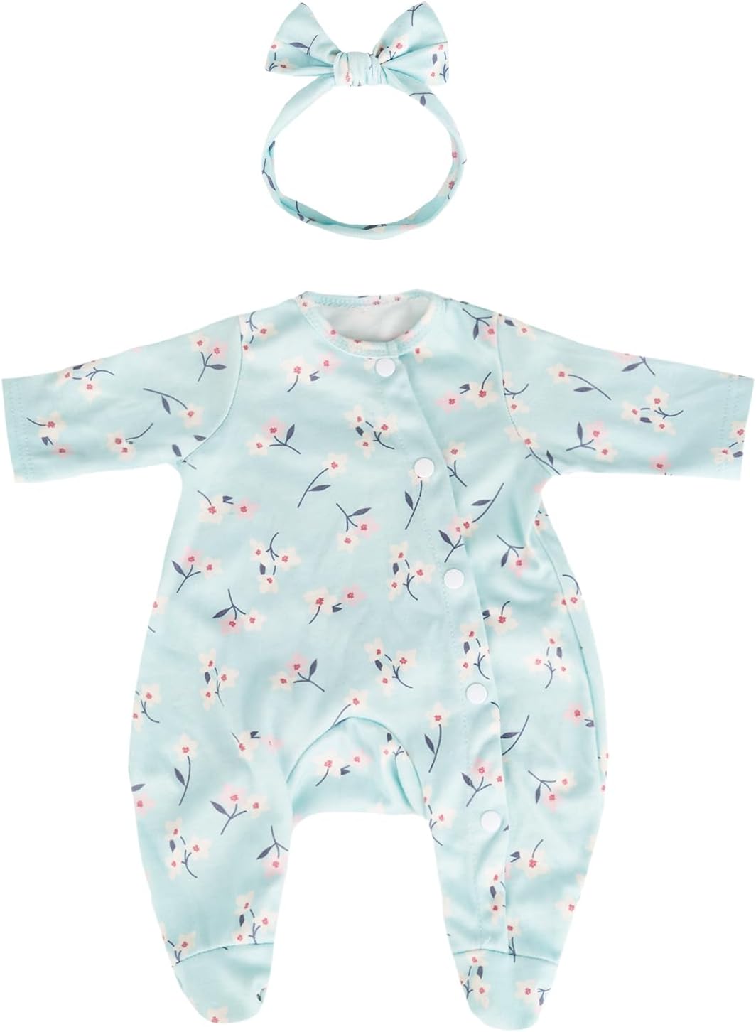Newborn Reborn Baby Doll Clothes Set – Lifelike Doll Accessories for Newborn Girl, 2 Pcs Floral Pattern Outfits with Headband for 18-20 Inch Realistic Babydolls