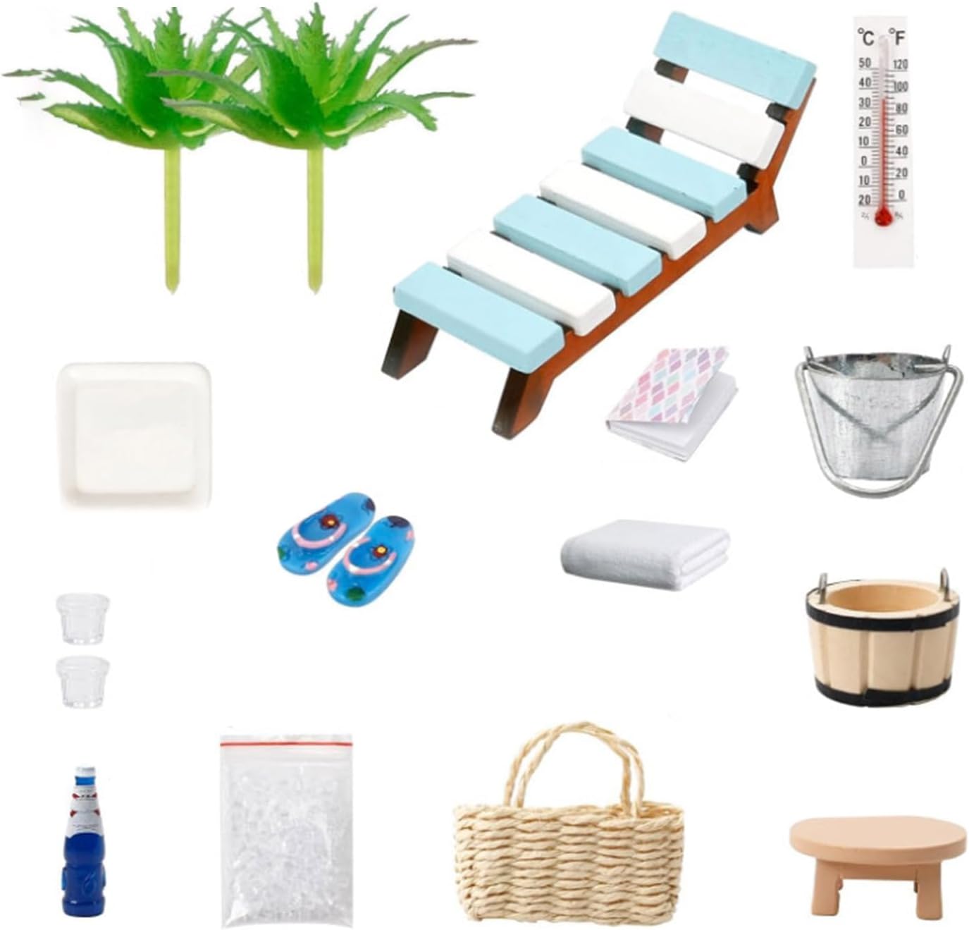 Tkidplw Ergonomic Miniature Wooden Beach Chair Doll House Furniture Scene Decoration For Vacation Beach Sauna Display Setting Doll House Furniture