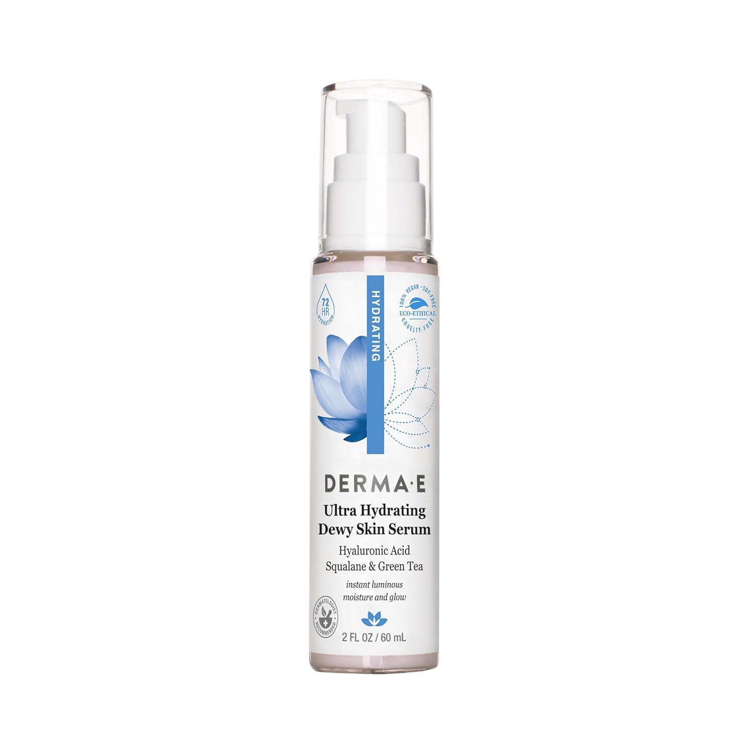 DERMA E Ultra Hydrating Dewy Skin Serum – Moisturizing Facial Treatment with Anti-Aging Squalane, Hyaluronic Acid and Ceramides to Smooth and Replenish, 2 FL Oz