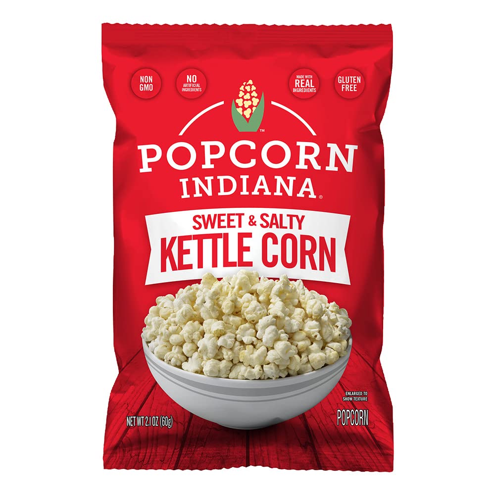 Popcorn Indiana Kettle Corn, King Size Bags Caddy (6 Count - 2.1 Oz Each)