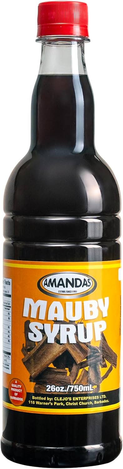 Amandas Barbadian Mauby Syrup 750ml | Vegan Bajan Mauby Syrup | Perfect Cocktail Syrup for Drinks, Cocktails, Coffee, Baking | Mauby Made in Barbados