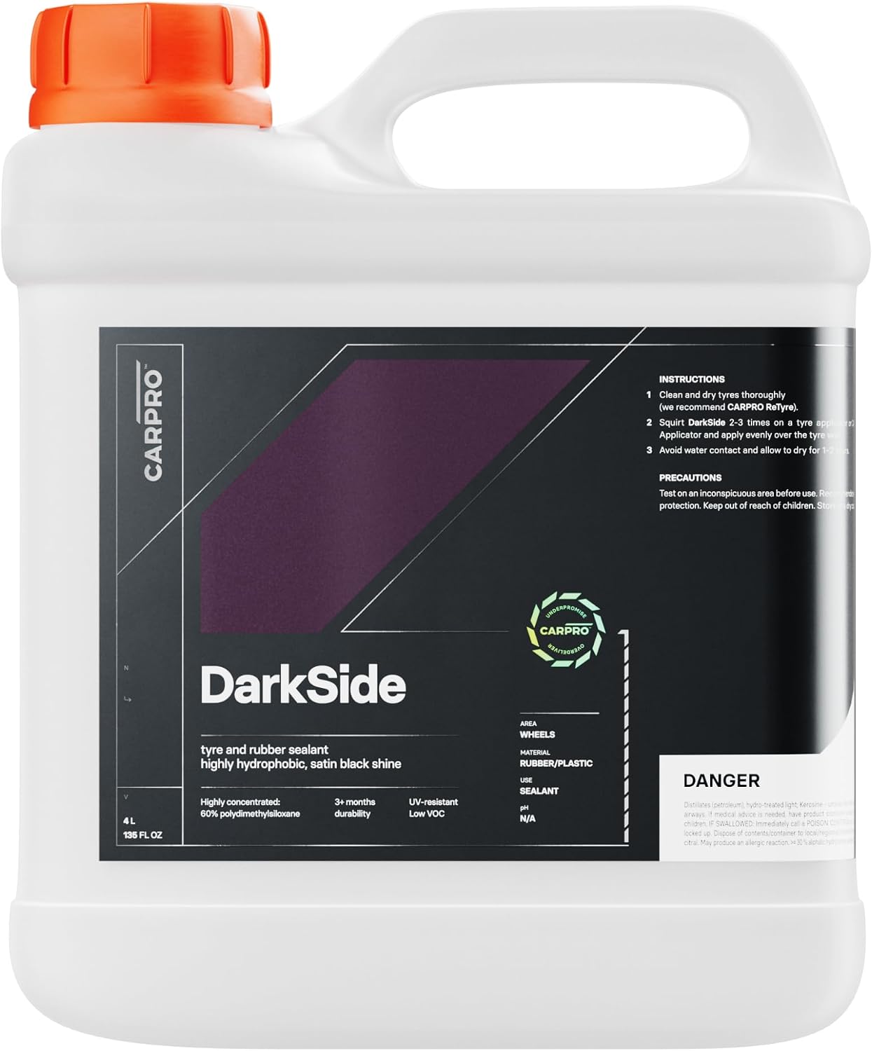 CARPRO Darkside - Tire & Rubber Sealant, Satin Black Shine 4 Liter (135oz)