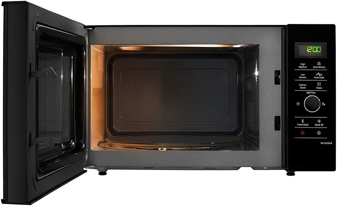 Panasonic NN-SD25HBBPQ Inverter Microwave Oven with Turntable & Dial, 1000 W, 23 Litres, quick 30sec Setting, x10 “One Touch” Programmes for easy cooking, Auto Defrost, Child Lock, Black