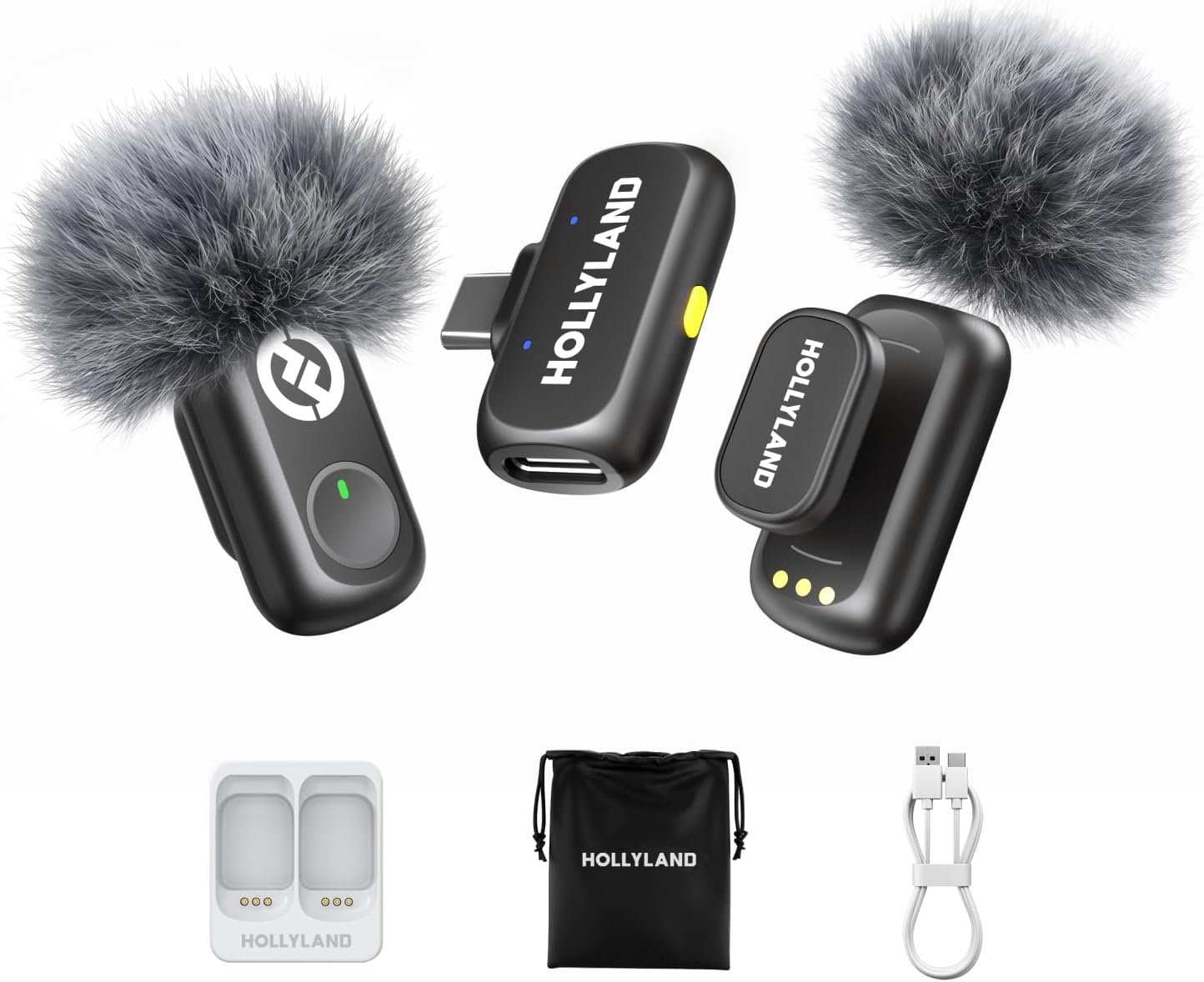 Hollyland Lark A1(2TX + USB-C RX), Wireless Microphone for iPhone & Android