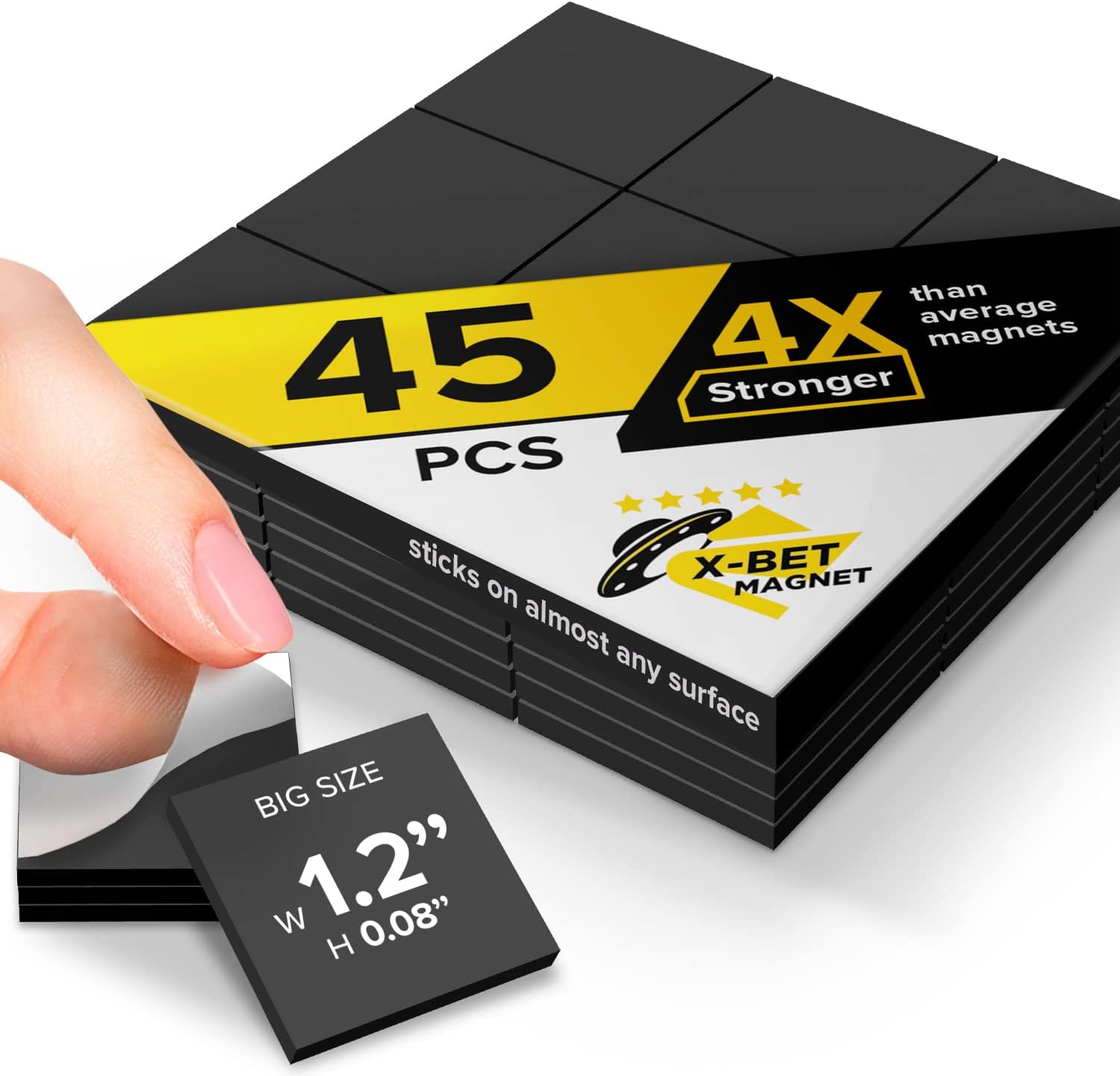 X-bet MAGNET Large Magnets with Adhesive Backing Round and Square Self Adhesive Magnets - Big Industrial Flexible Sticky Magnets with Adhesive Backing are Great Alternative to Magnetic Stickers