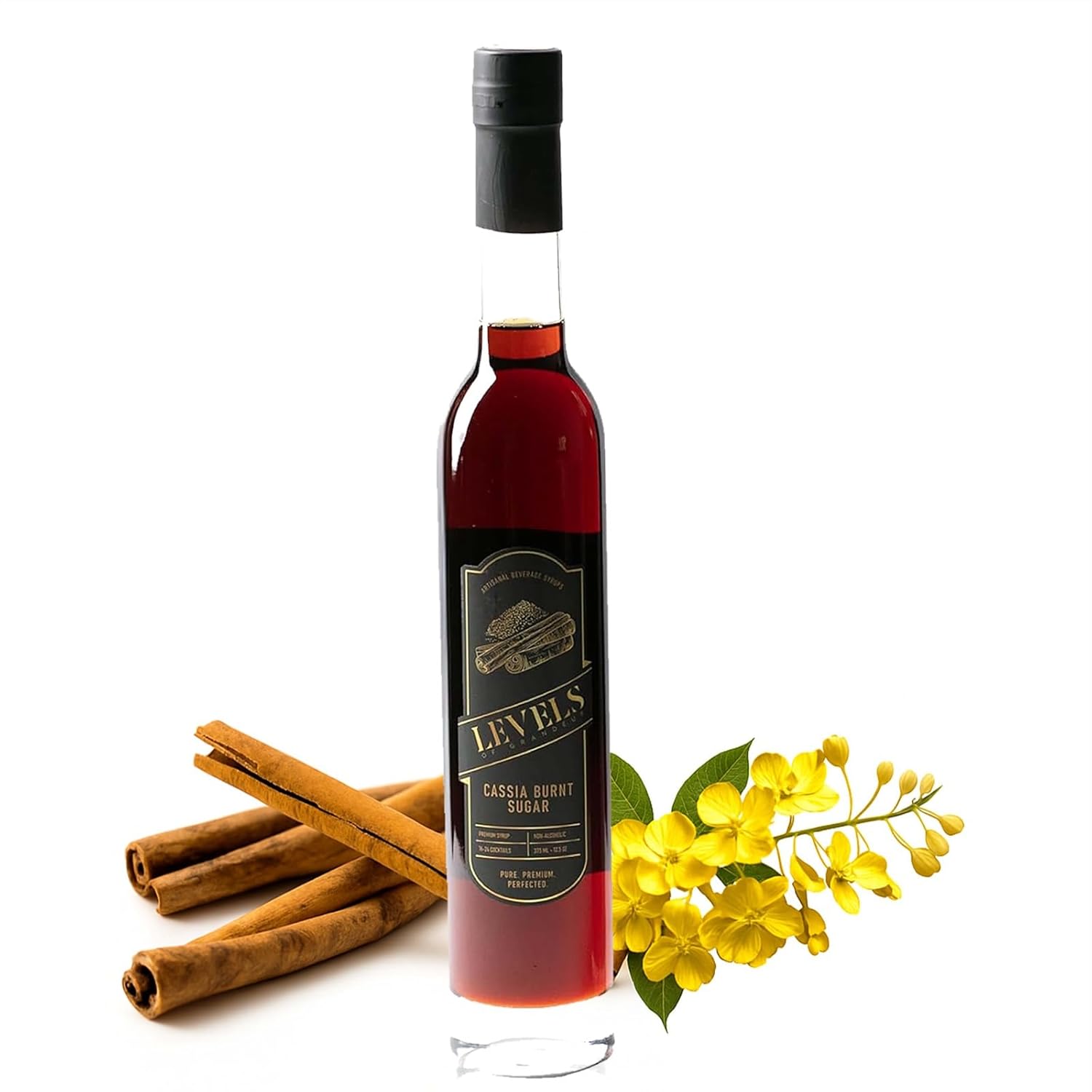 Cassia Cinnamon Burnt Sugar Simple Syrup for Cocktails – All-Natural, Vegan, Kosher & Gluten-Free –Perfect for Old Fashioneds Mix, Whiskey (12 fl OZ, Cinnamon)