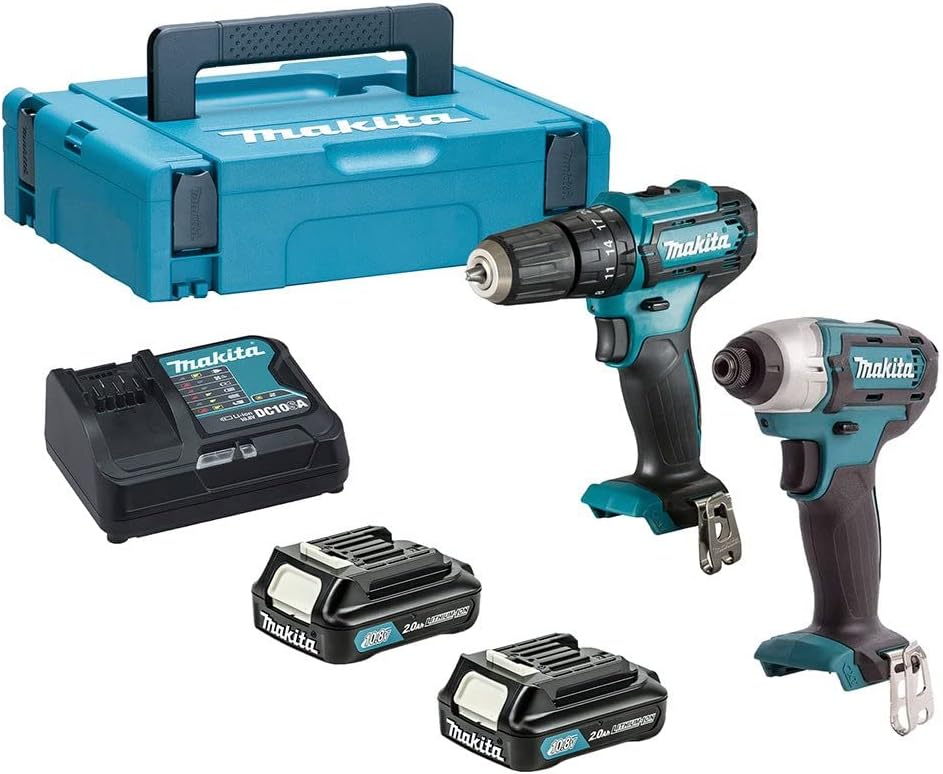 Makita CLX228AJ 12V Max Li-ion CXT 2 Piece Kit comprising HP333DZ, TD110DZ Complete with 2 x 2.0 Ah Li-ion Batteries and Charger Supplied in a Makpac Case