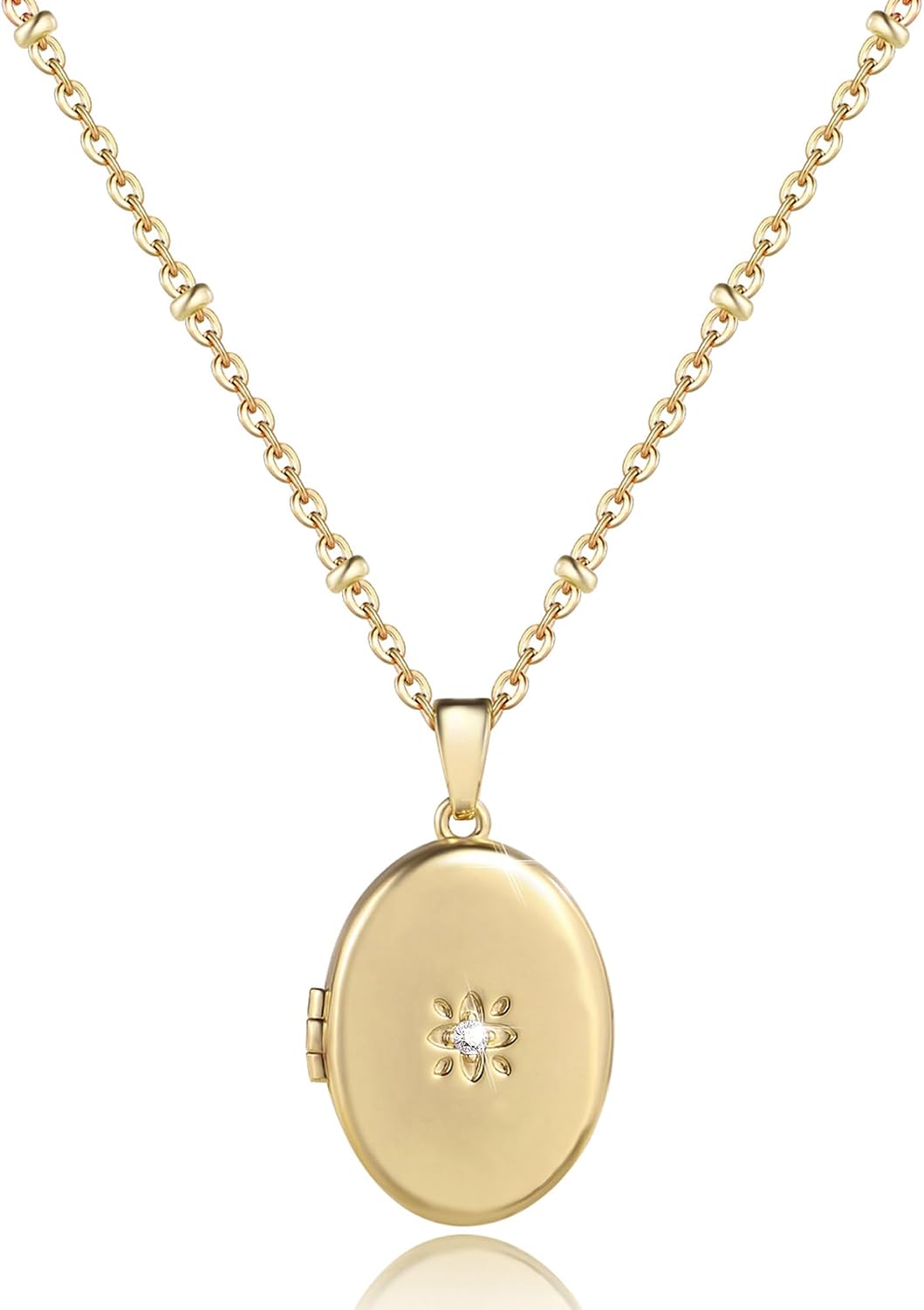 YOUFENG Love Heart Oval Locket Necklace that Holds Pictures Photo Lockets Birthday Gifts Jewelry for Women