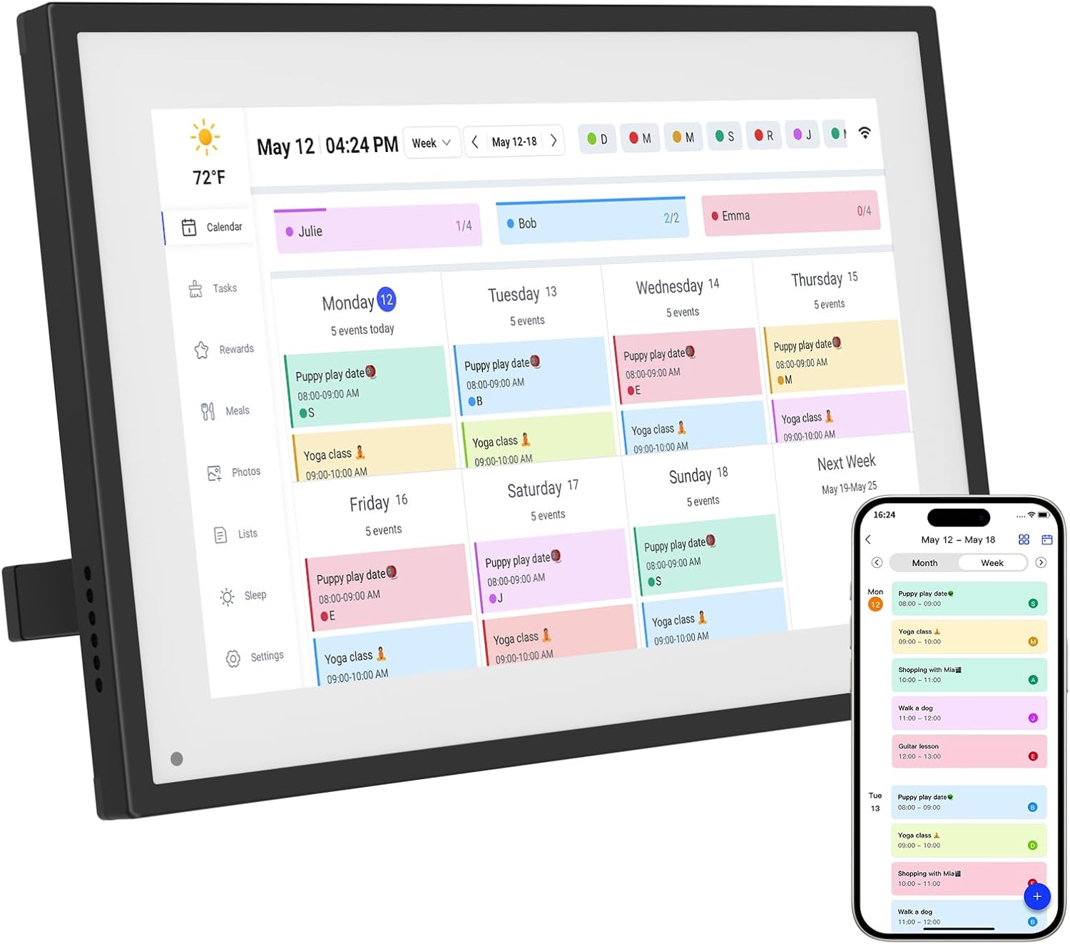 10.1 Inch Digital Calendar+Digital Picture Frame, 2025-2026 Desk Calendar Smart WiFi Planner&Chore Chart, IPS HD Interactive Touchscreen Display For Family Schedules