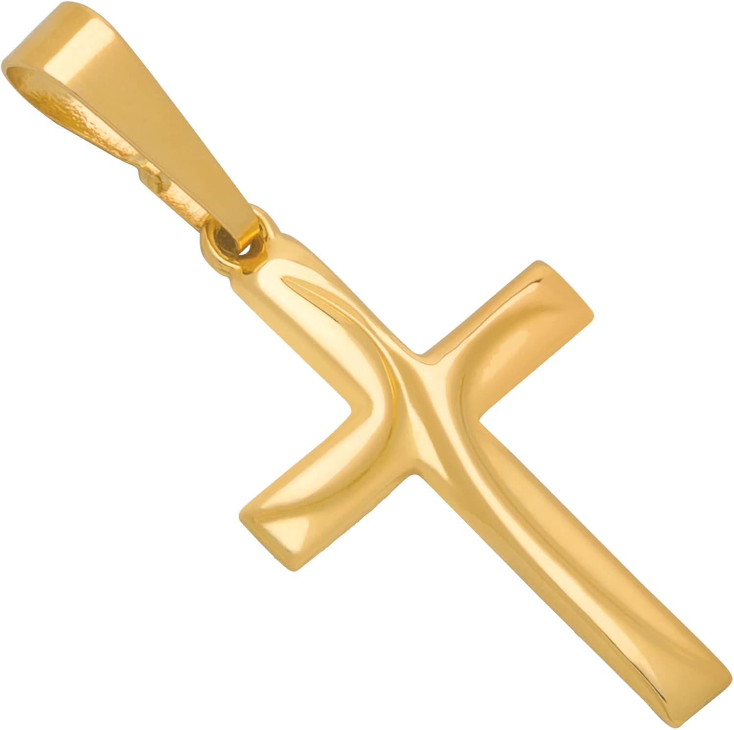 MAZZERI 14k Gold Cross Pendant, Hypoallergenic Gold Religious Charms for Men and Women, Handcrafted in the USA